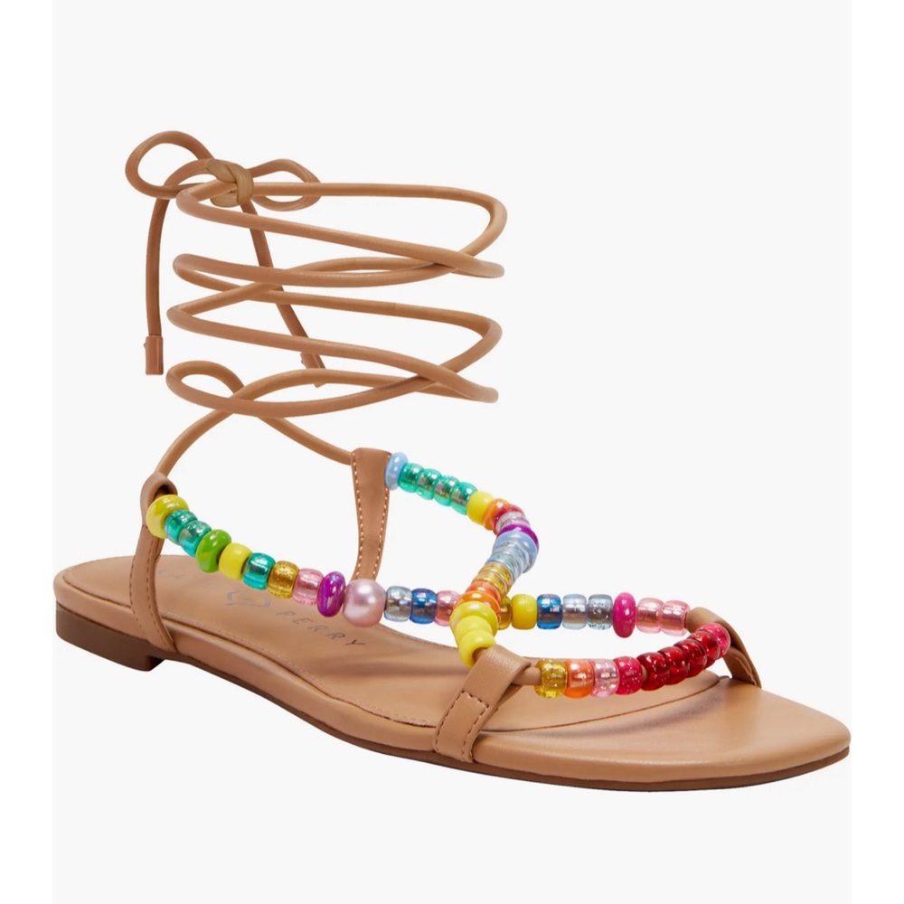 Katy Perry -The Halie Bead Ankle Wrap Sandal -In Biscotti Bright Multi U…